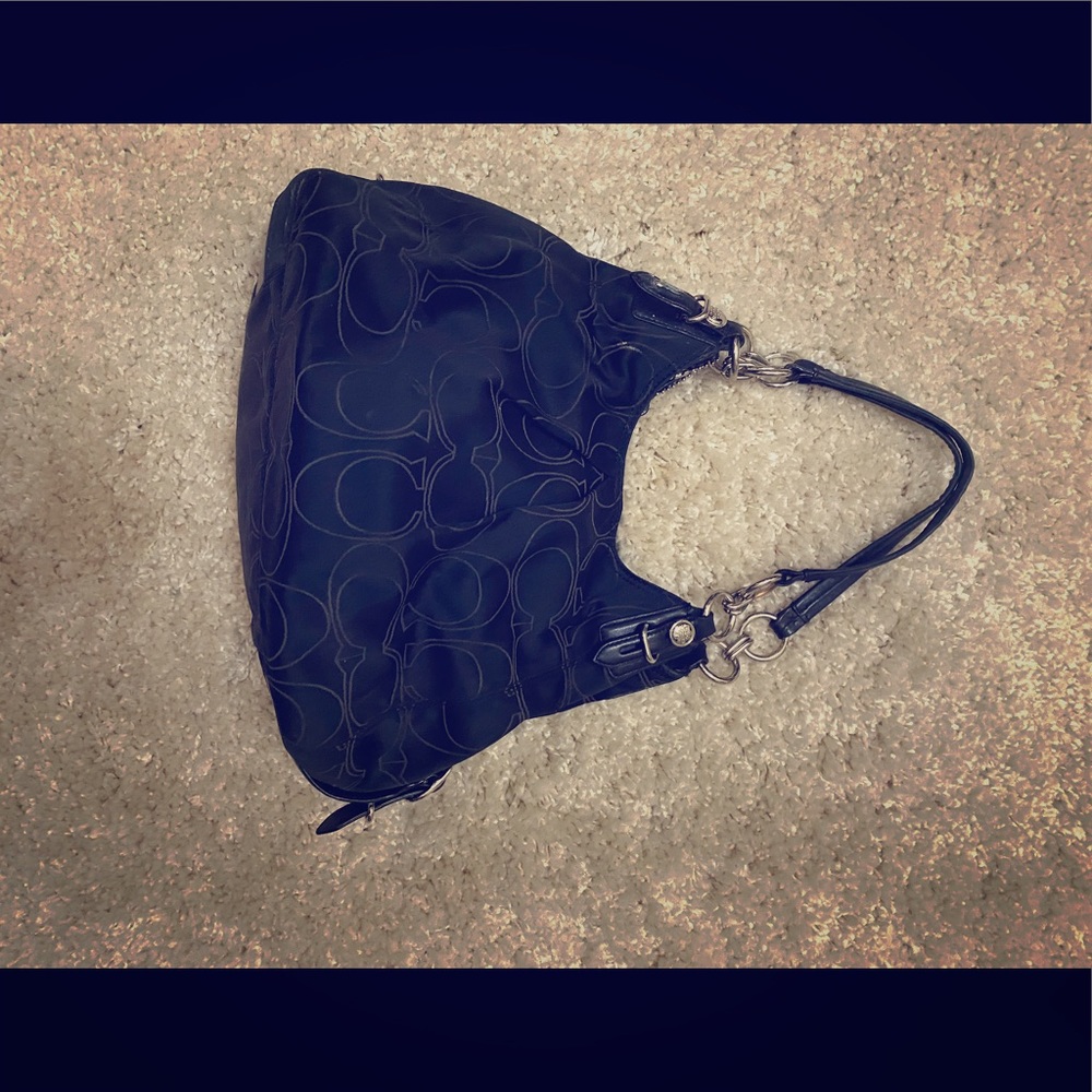 Black Canvas Coach Shoulder Bag